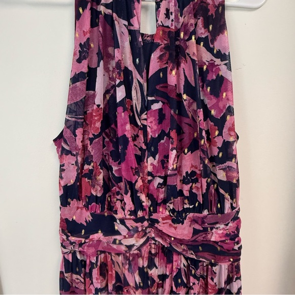 London Times Womens London Times Mesh Halter Maxi Dress with Ruched Waistband - Picture 11 of 15